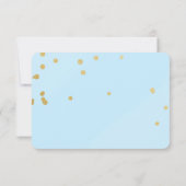 Carte de réponse de invitation avec confettis bleu (Dos)