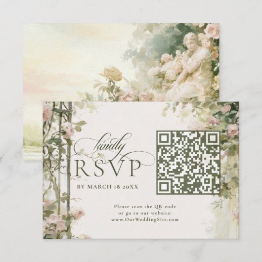 Carte de réponse de jardin Régence florale avec co (Devant / Derrière)