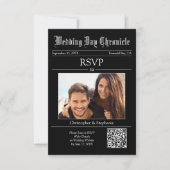Carte de réponse de journal noir à code QR avec 1 (Devant)