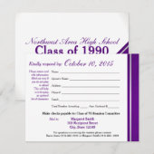 Carte de réponse de la bande de Varsity Reunion de (Devant / Derrière)