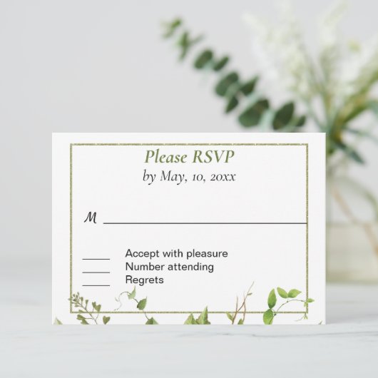 Carte de réponse de la branche rustique (Debout devant)