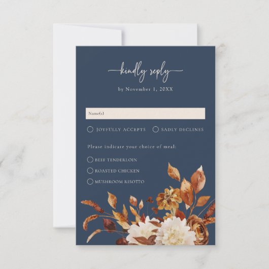 Carte de réponse de la Marine Blue Fall Leçons (Devant)