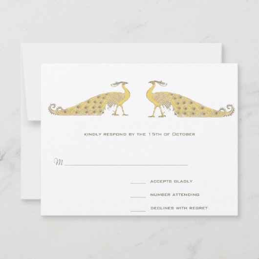 Carte de réponse de la parade de paon Art Nouveau (Devant)