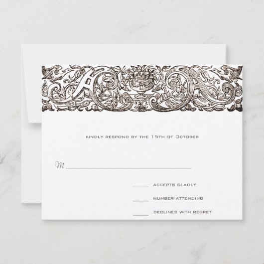 Carte de réponse de la parade de paon Art Nouveau (Devant)