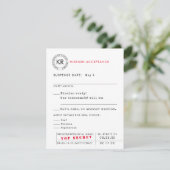 Carte de réponse de l'agent secret (Debout devant)