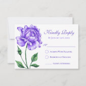 Carte de réponse de Lilac Rose violet Quinceañera (Devant)