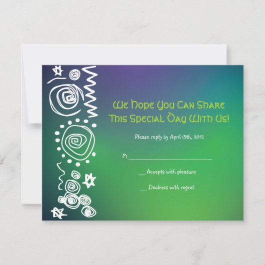 Carte de réponse de l'Invitation Bat mitzvah du ba (Devant)