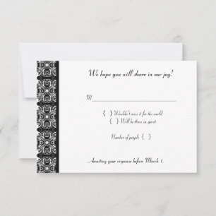 Carte de réponse de l'Invitation de dentelle noire