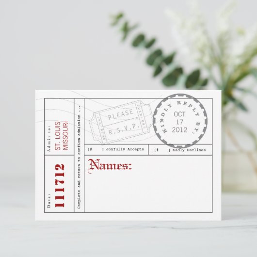 Carte de réponse de l'onglet de billet moderne (Debout devant)