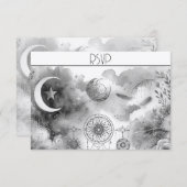 Carte de réponse de lune céleste noire et blanche (Devant / Derrière)