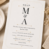 Carte de réponse de luxe avec monogramme minimal é