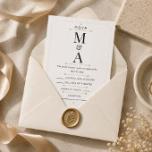 Carte de réponse de luxe avec monogramme minimal é