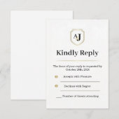 Carte de réponse de luxe impériale – Réponse monog (Devant / Derrière)