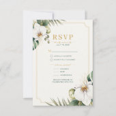 Carte de réponse de luxe pour mariage tropical aux (Devant)