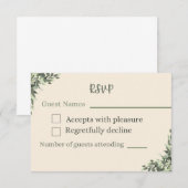 Carte de réponse de mariage (Devant / Derrière)