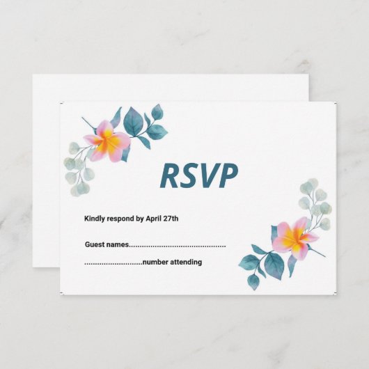 Carte de réponse de mariage (Devant / Derrière)