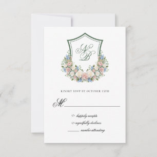Carte de réponse de mariage à armoiries florales b