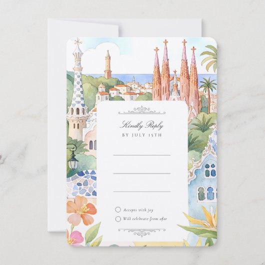 Carte de réponse de mariage à Barcelone (Devant)