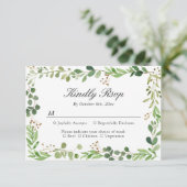 Carte de réponse de mariage à bordure de feuille d (Debout devant)