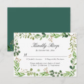 Carte de réponse de mariage à bordure de feuille d (Devant / Derrière)