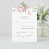 Carte de réponse de mariage à bouquet floral vinta (Debout devant)