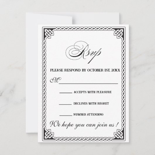 Carte de réponse de mariage à cadre celtique (Devant)