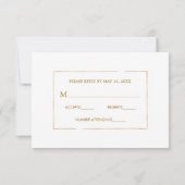 Carte de réponse de mariage à cadre doré avec feui (Dos)