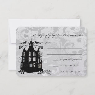 Carte de réponse de mariage à cage d'oiseau noir v