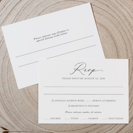 Carte de réponse de mariage à calligraphie délicat