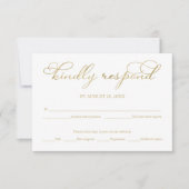 Carte de réponse de mariage à calligraphie dorée é (Devant)
