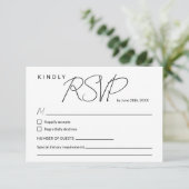 Carte de réponse de mariage à calligraphie élégant (Debout devant)