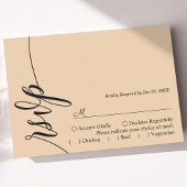Carte de réponse de mariage à calligraphie élégant