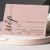 Carte de réponse de mariage à calligraphie élégant