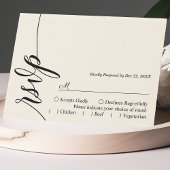 Carte de réponse de mariage à calligraphie élégant
