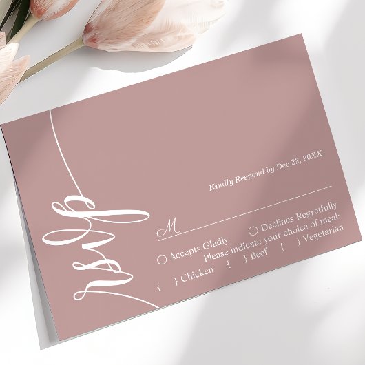 Carte de réponse de mariage à calligraphie élégant