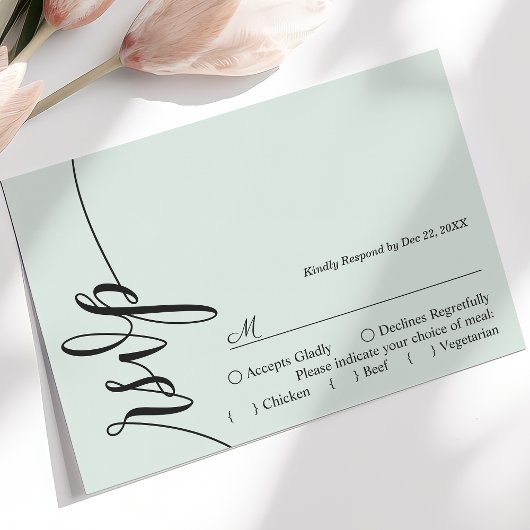 Carte de réponse de mariage à calligraphie élégant