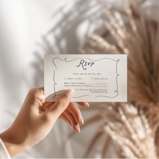 Carte de réponse de mariage à calligraphie fantais
