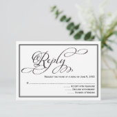 Carte de réponse de mariage à calligraphie simple (Debout devant)