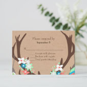 Carte de réponse de mariage à cerfs décorés (Debout devant)