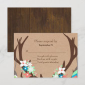 Carte de réponse de mariage à cerfs décorés (Devant / Derrière)
