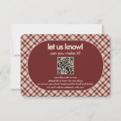 Carte de réponse de mariage à code QR à carreaux r (Devant)