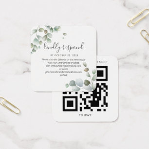 Carte de réponse de mariage à code QR avec feuilla