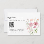 Carte de réponse de mariage à code QR Floral de fl (Devant)