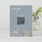 Carte de réponse de mariage à code QR Wildflower D (Debout devant)