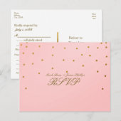 Carte de réponse de mariage à confettis dorés et r (Devant / Derrière)