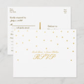 Carte de réponse de mariage à confettis dorés peti (Devant / Derrière)