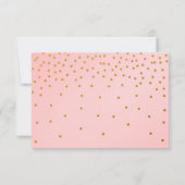 Carte de réponse de mariage à confettis rose et or (Dos)