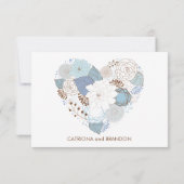 Carte de réponse de mariage à couronne de cœur flo (Dos)