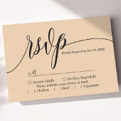 Carte de réponse de mariage à écriture simple coul