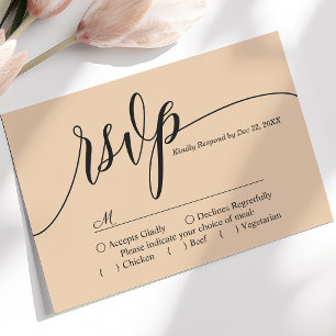 Carte de réponse de mariage à écriture simple coul